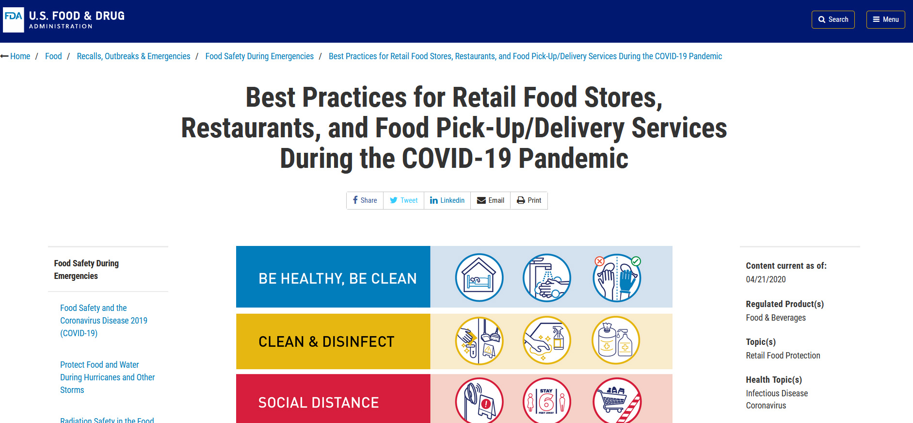 Best Practices - Retail Food Stores During the COVID-19 Pandemic